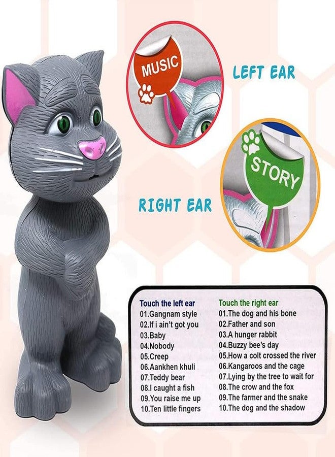 KinderTales® Talking Tom Toy for Kids – Interactive Musical Speaking Cat Doll with Recording, Stories & Songs, Responds to Touch – Fun Educational Toy for Toddlers & Children (White) - Image 5