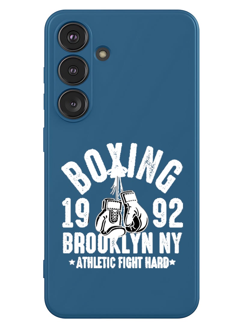 Theodor Protective Slim Fit Case Liquid Silicone Cover with Full Body Protection Anti-Scratch Shockproof Case For Samsung Galaxy S25 (Blue) - Boxing Brooklyn - White - Image 1