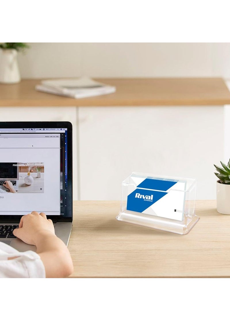 Oasisgalore 2-Tier Clear Business Card Holder, Horizontal Slanted Desktop Display Stand with 2 Slots for Office  - Image 5