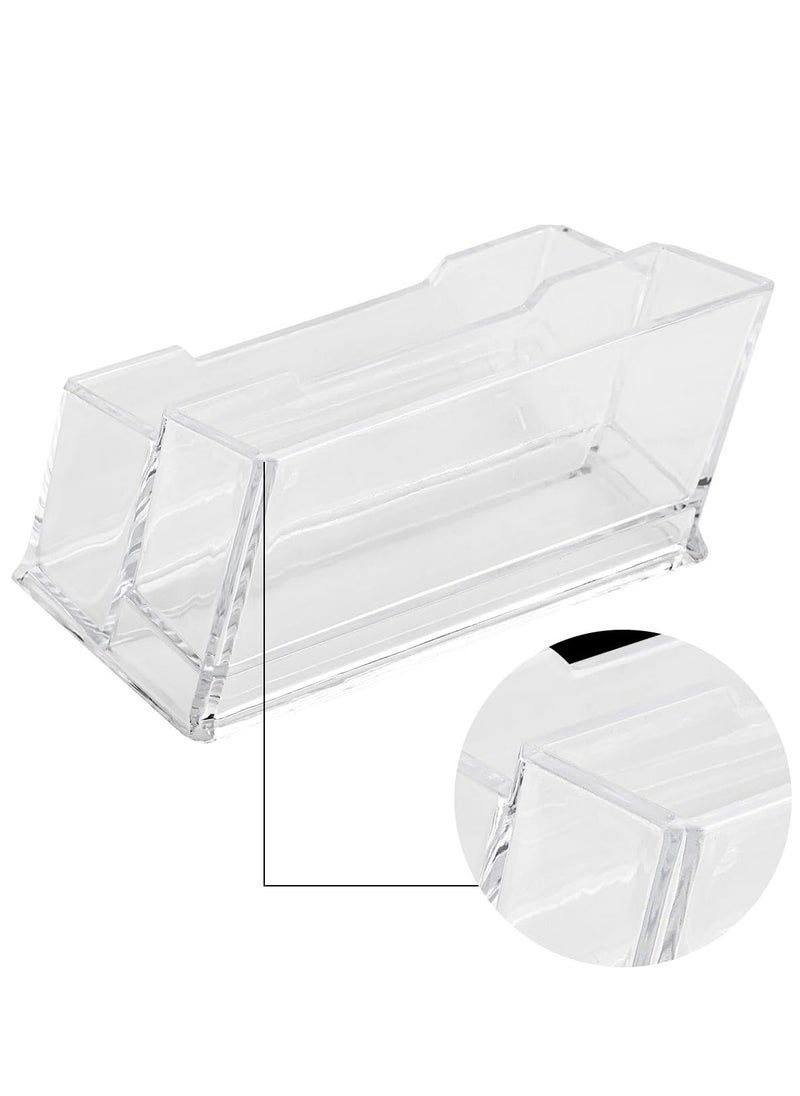 Oasisgalore - 2-Tier Clear Business Card Holder, Horizontal Slanted Desktop Display Stand with 2 Slots for Office - Image 1