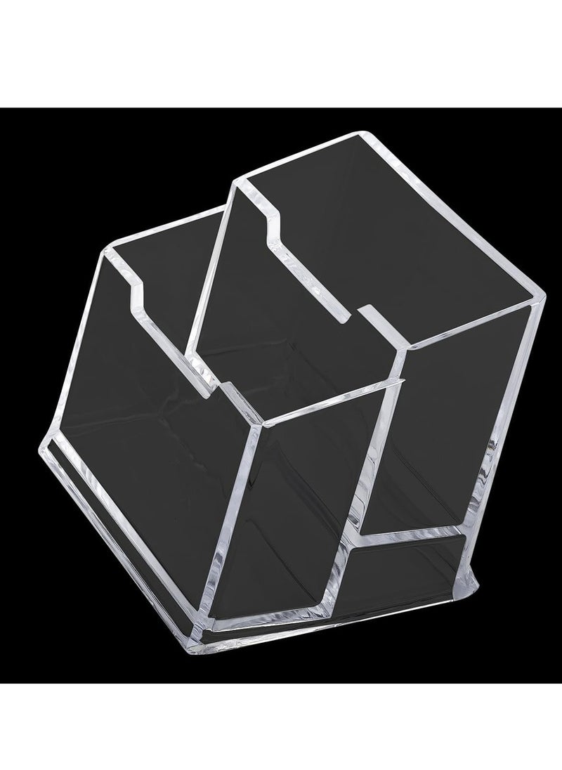 Oasisgalore - 2-Tier Clear Business Card Holder, Horizontal Slanted Desktop Display Stand with 2 Slots for Office - Image 1