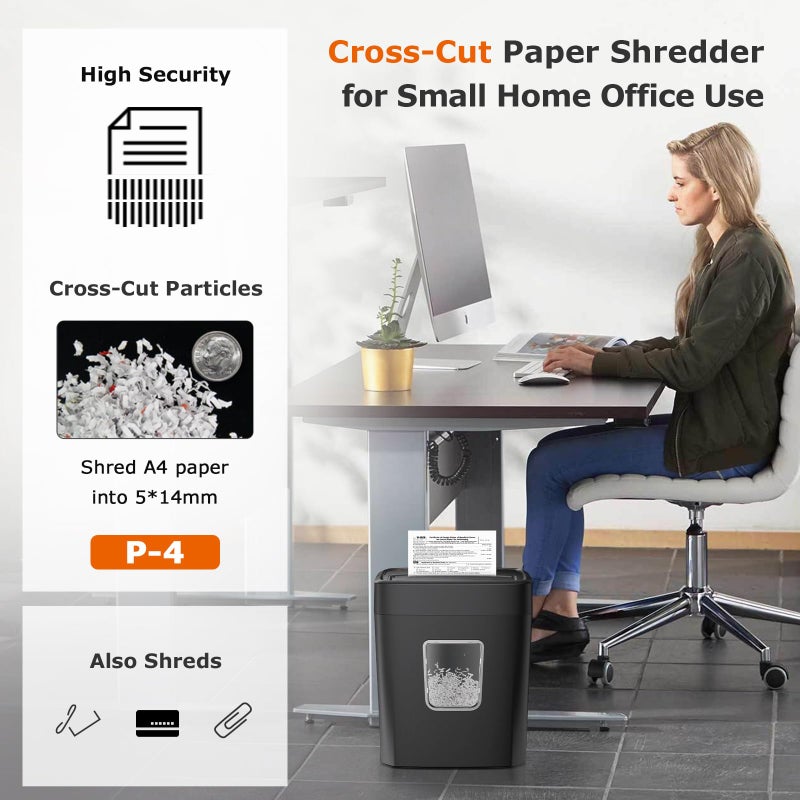 Bonsaii Paper Shredder, 8-Sheet Crosscut Home Office Shredder with 4.2 Gallon Bin, P-4 Security Level Document Shredder Shred Credit Card/Mail/Staple/Clip (C261-C Updated) - Image 2