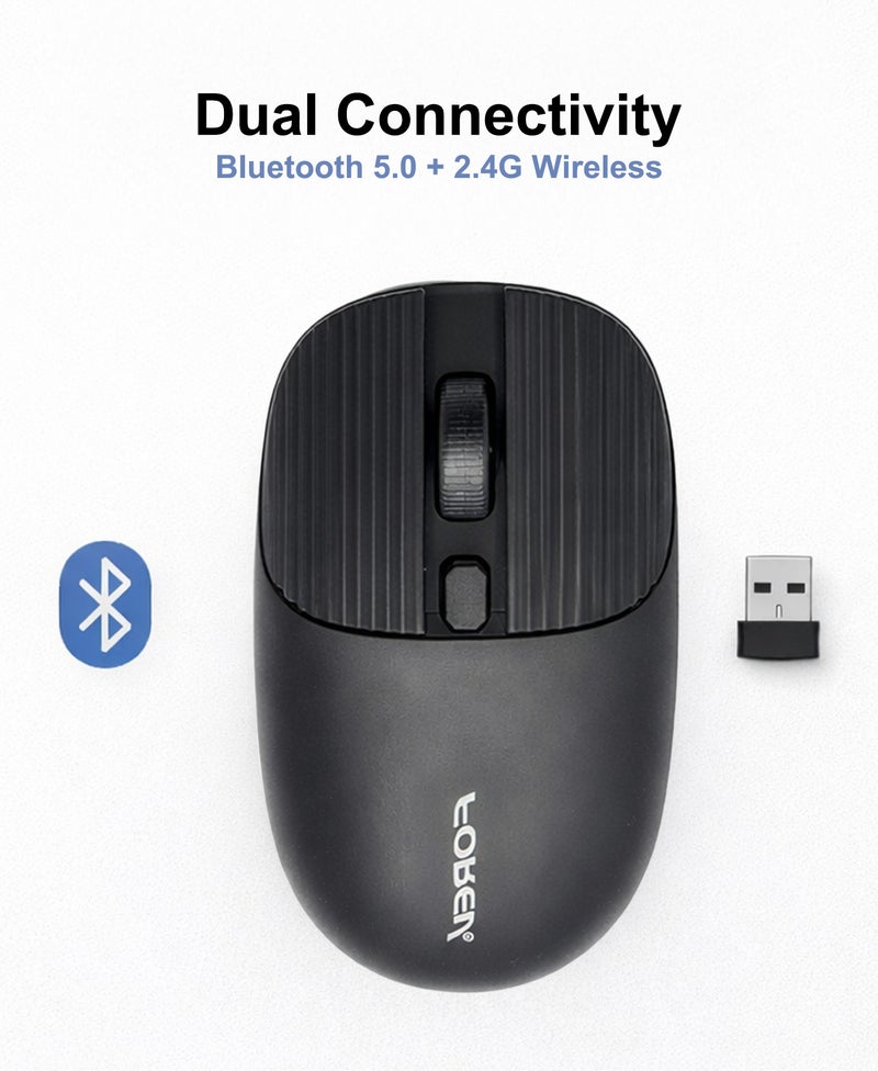 FOREV Wireless Mouse with Dual Mode BT/2.4G, 3-Level DPI Adjustments, 3-Button Rechargeable Gaming Mouse, Lightweight Ergonomic Mouse for Mac Mini PC Gaming Laptop Computer MacBook - (Black) - Image 2