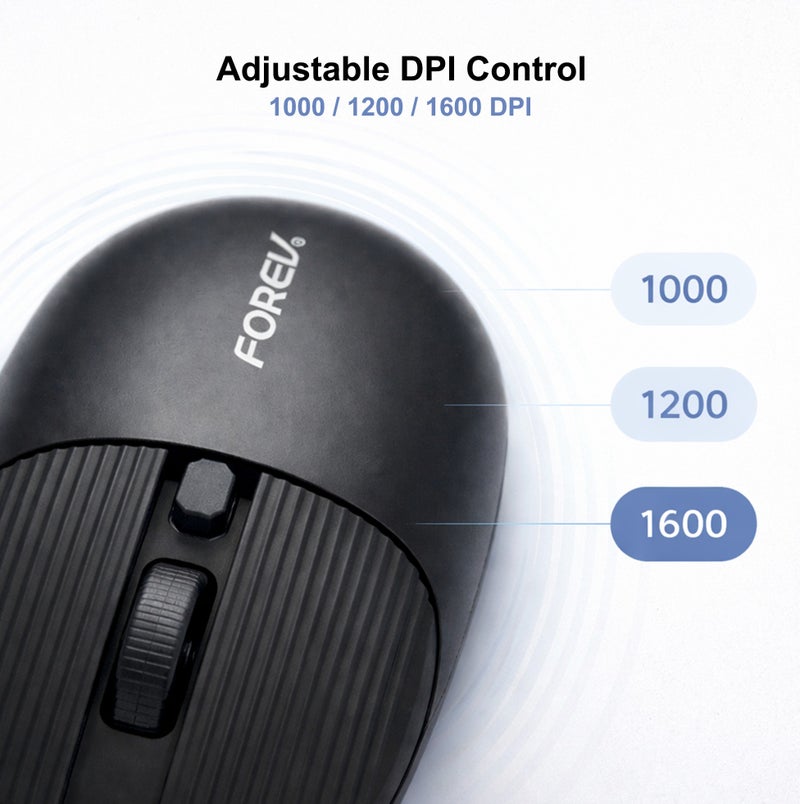 FOREV Wireless Mouse with Dual Mode BT/2.4G, 3-Level DPI Adjustments, 3-Button Rechargeable Gaming Mouse, Lightweight Ergonomic Mouse for Mac Mini PC Gaming Laptop Computer MacBook - (Black) - Image 3
