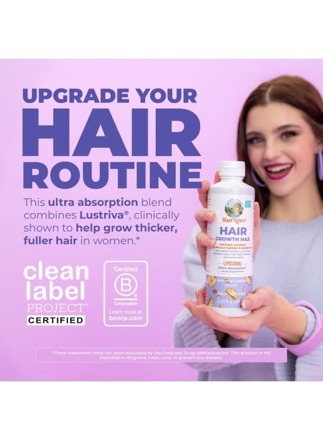 MaryRuth's Organics Women's Hair Growth MAX Liposomal | with Lustriva® + Biotin 10000mcg + Pumpkin Seed Oil | Thicker Hair | Hair Care | Wrinkles, Fine Lines, Skin Care | Ages 18+ | 15.22 Fl Oz - Image 5