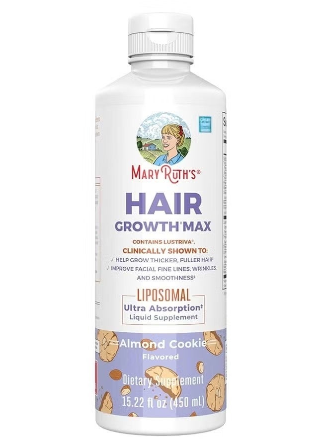 MaryRuth's Organics Women's Hair Growth MAX Liposomal | with Lustriva® + Biotin 10000mcg + Pumpkin Seed Oil | Thicker Hair | Hair Care | Wrinkles, Fine Lines, Skin Care | Ages 18+ | 15.22 Fl Oz - Image 1