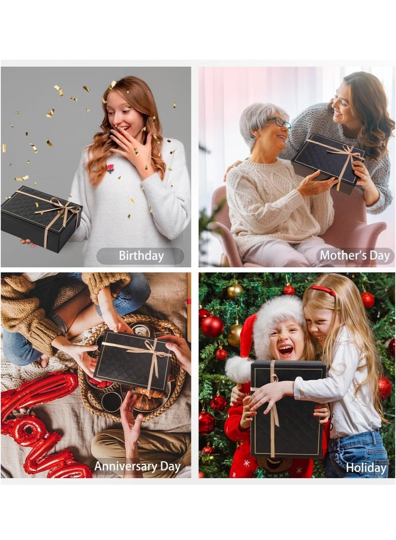 GMORO Black Gift Box Set 25x18.5x2cm Empty Gift Box For Men,With Lid,Hard Cardboard Packaging Boxes For Party - Image 4