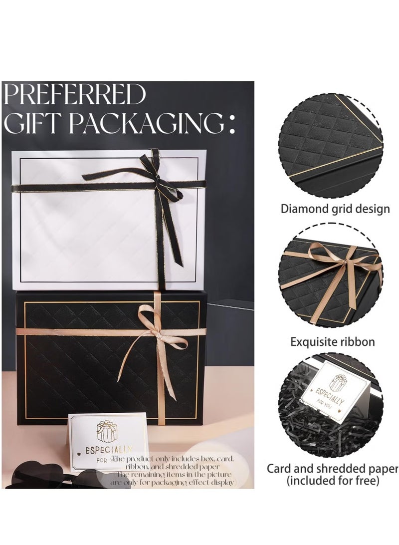 GMORO Black Gift Box Set 25x18.5x2cm Empty Gift Box For Men,With Lid,Hard Cardboard Packaging Boxes For Party - Image 5