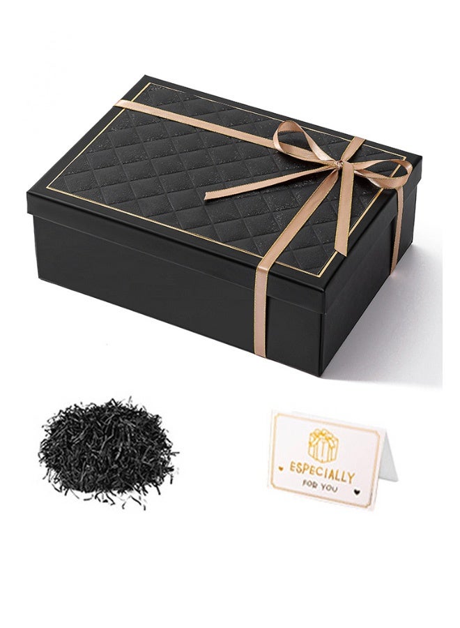 GMORO Black Gift Box Set 25x18.5x2cm Empty Gift Box For Men,With Lid,Hard Cardboard Packaging Boxes For Party - Image 1