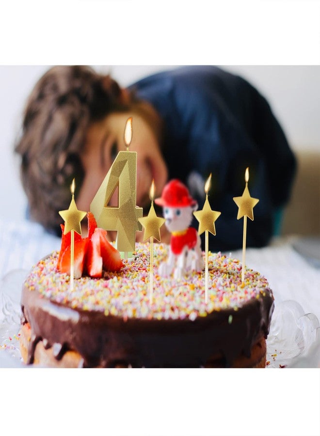 شموع عيد ميلاد ذهبية على شكل ماسة ثلاثية الأبعاد برقم 9، مقاس 2.76 بوصة، مناسبة للحفلات وتزيين الكيك. - Image 4