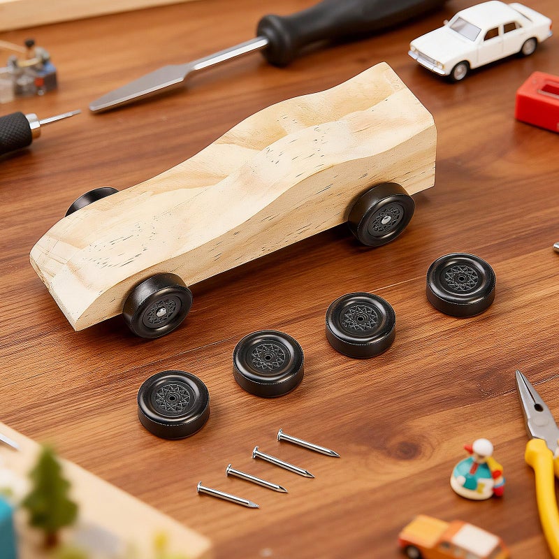 Soaoo 6 Pcs Derby Car Body Bulk for Pine Wood Racing Pre Drilled Derby Cylinder Weight Holes Sleek, Aerodynamic Design Compliant Axle Slots Ready to Paint and Customize - Image 5