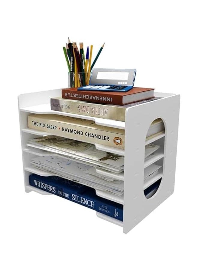 HOOKOR Office Paper Organizer for Desk Desktop Organizer File Holder Office Desk Organizer Letter Tray & Paper Holder Document Storage Rack for Home Office School (5-Tier)  - Image 1