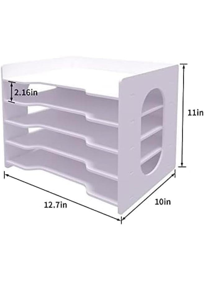 HOOKOR Office Paper Organizer for Desk Desktop Organizer File Holder Office Desk Organizer Letter Tray & Paper Holder Document Storage Rack for Home Office School (5-Tier)  - Image 2
