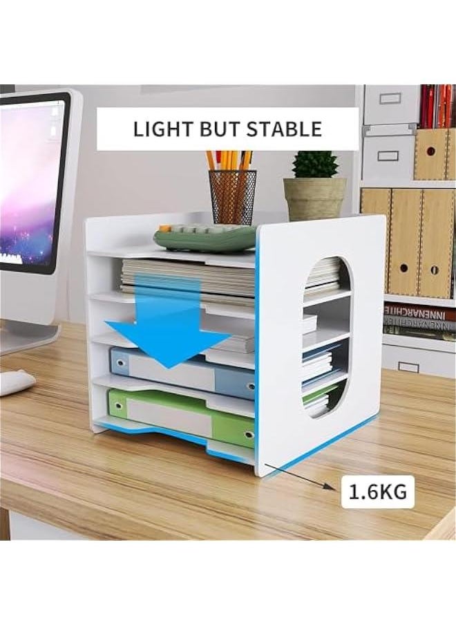 HOOKOR Office Paper Organizer for Desk Desktop Organizer File Holder Office Desk Organizer Letter Tray & Paper Holder Document Storage Rack for Home Office School (5-Tier)  - Image 3