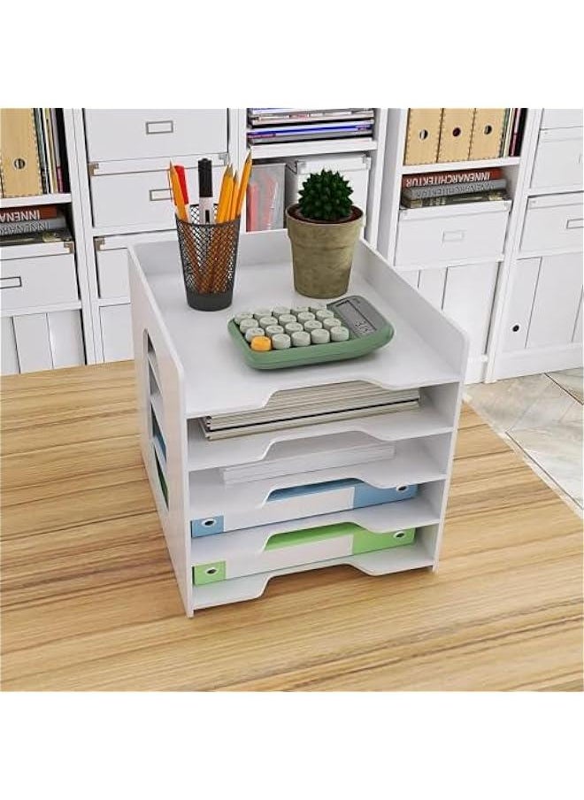 HOOKOR Office Paper Organizer for Desk Desktop Organizer File Holder Office Desk Organizer Letter Tray & Paper Holder Document Storage Rack for Home Office School (5-Tier)  - Image 4