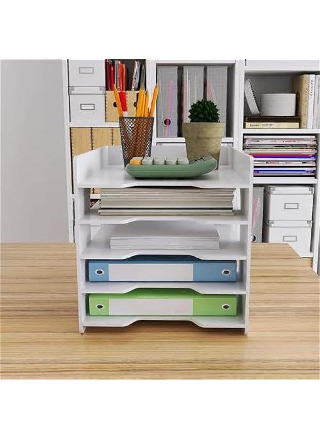 HOOKOR Office Paper Organizer for Desk Desktop Organizer File Holder Office Desk Organizer Letter Tray & Paper Holder Document Storage Rack for Home Office School (5-Tier)  - Image 5