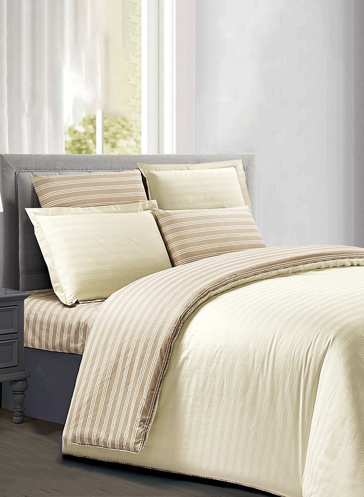 6-Piece Striped Cotton Double Bedding Set – Bazar Home Prera