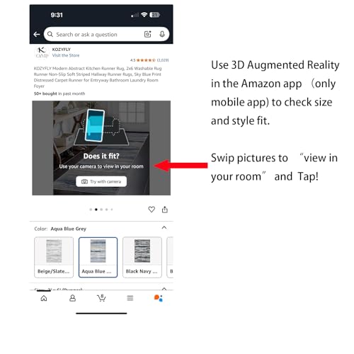 KOZYFLY Modern Abstract Runner Rug 2x6 Washable Grey/Black/Black Runners for Hallways Kitchen Runner Rug Non Slip Carpet Rug Runner Laundry Mat with Soft Low Pile for Entryway Bathroom Bedroom Kitchen - Image 2