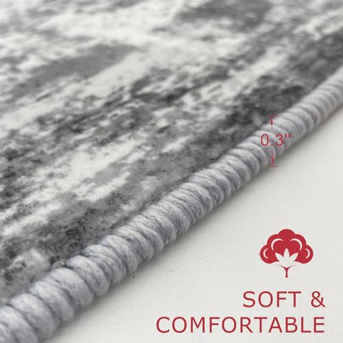 KOZYFLY Modern Abstract Runner Rug 2x6 Washable Grey/Black/Black Runners for Hallways Kitchen Runner Rug Non Slip Carpet Rug Runner Laundry Mat with Soft Low Pile for Entryway Bathroom Bedroom Kitchen - Image 5