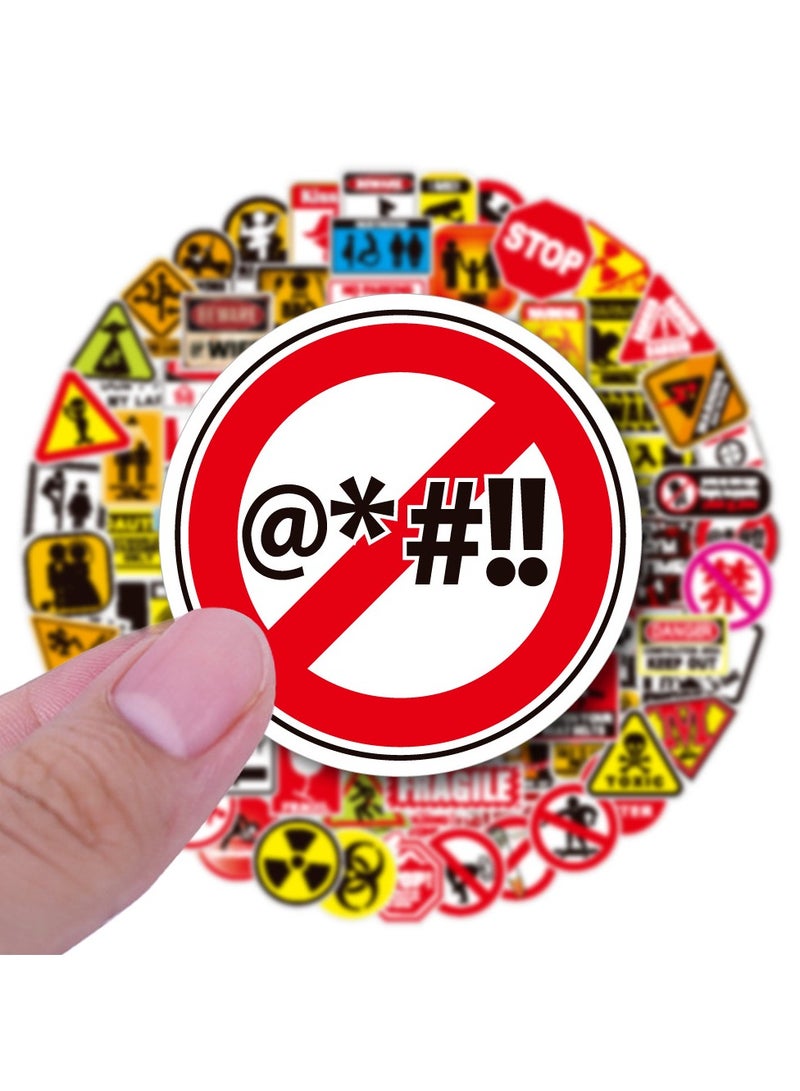 100 Piece Traffic Signs Danger Warning Stickers Warning Sign Style Vinyl Stickers - Image 4
