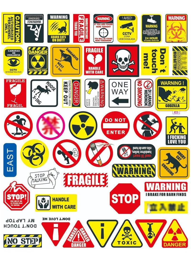 100 Piece Traffic Signs Danger Warning Stickers Warning Sign Style Vinyl Stickers - Image 3