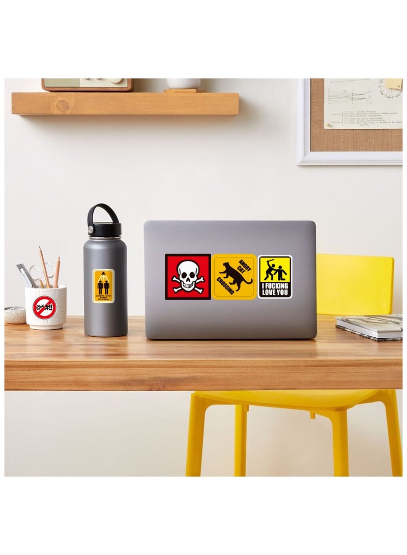 100 Piece Traffic Signs Danger Warning Stickers Warning Sign Style Vinyl Stickers - Image 5