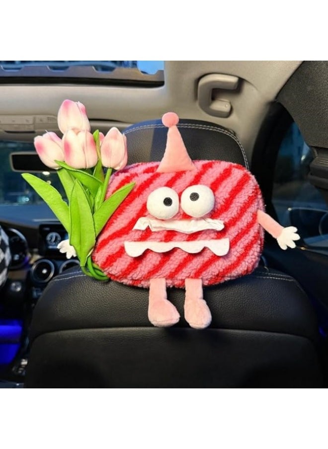 Generic Car Tissue Box Cartoon Cute Soft Plush Car Tissue Holder, Creative Pumping Paper Dispenser Organizer,Napkin Storage Box Tissue Case Holder  - Image 2