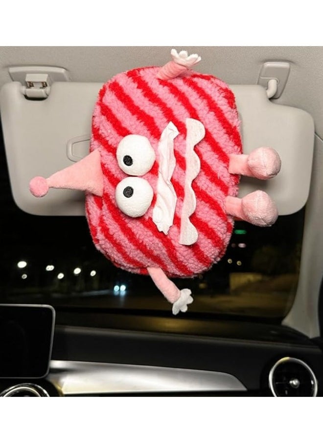 Generic Car Tissue Box Cartoon Cute Soft Plush Car Tissue Holder, Creative Pumping Paper Dispenser Organizer,Napkin Storage Box Tissue Case Holder  - Image 3