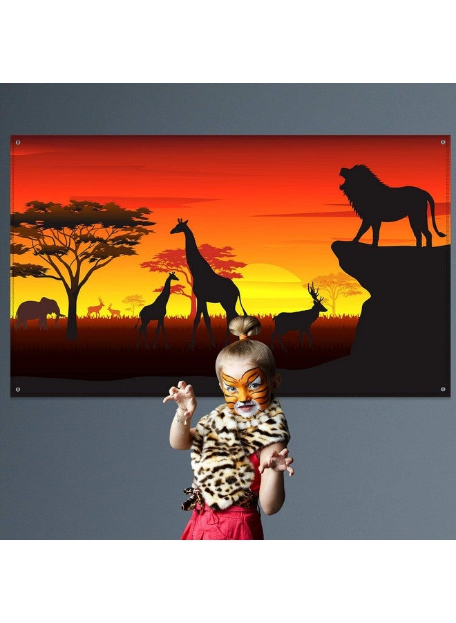 Blulu African Safari Theme Party Decorations, African Safari Backdrop Banner Theme Supplies, Tropical Forest Jungle Scenic Background Photo Booth Banner, 72.8 x 43.3 Inch - Image 3