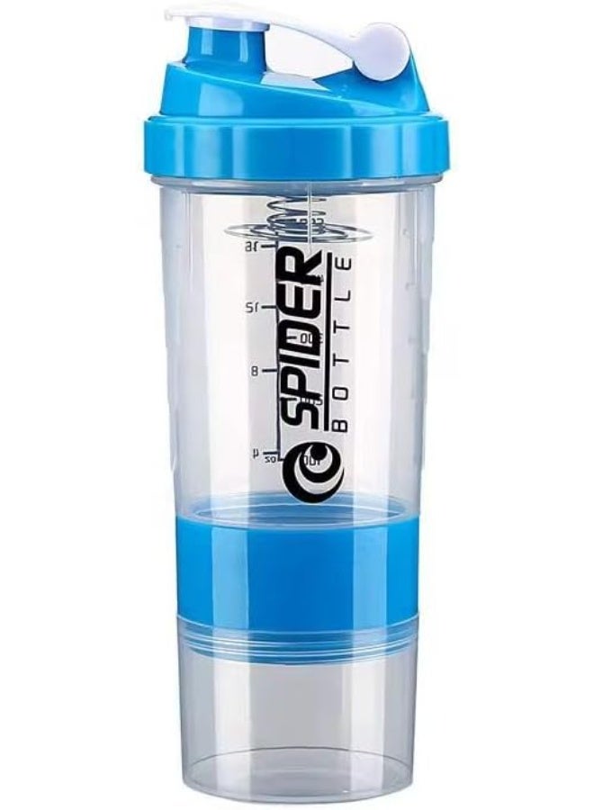 SPIDER Protein Shaker Bottle for Gym with Storage Organizer for Medicine and Protein Powder, Sports 3-Layer Leak Proof Lid & Twist Lock Container - Image 1
