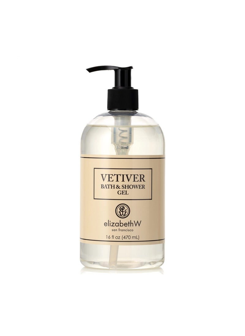 elizabeth W - elizabeth W Vetiver Bath & Shower Gel, 16 Fluid Ounces, Clear - Image 1