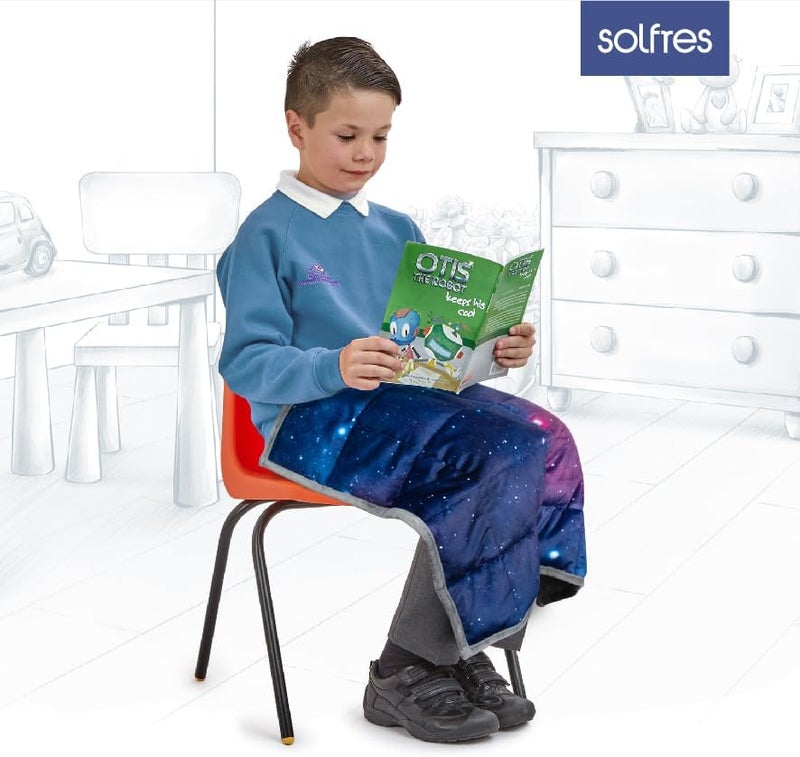 Solfres 5lbs Small Weighted Lap Pad Blanket Throw for Kids Boys Teens 20in x 23in - Sleep Therapy Plush Travel Size with Glass Beads, Blue Pink Galaxy Space Stars - Image 4