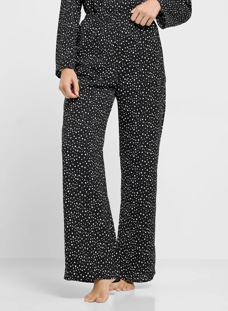 جينجر Polka Dot Resort Collar Shirt & Pyjama Set