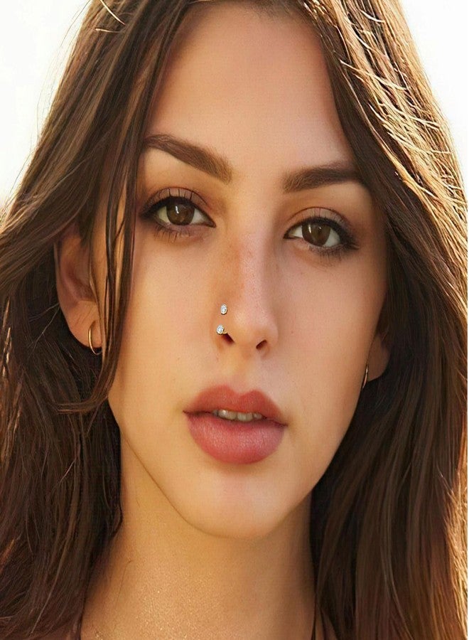 ONESING ONEISNG 20G Gold Horseshoe Nose Ring G23 Titanium Internally Threaded Nose Ring For Women Men Double Cubic Zirconia Half Nose Hoop Rings Horse Shoe Daith Tragus Earring Lip Septum Rings Helix Piercing Jewelry 8mm - Image 5