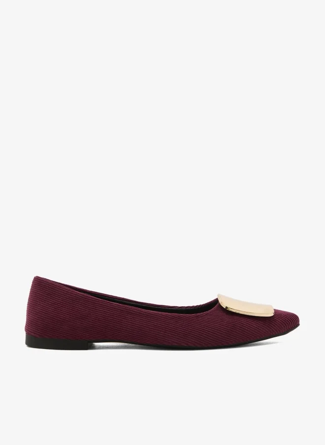 ELLA Gold Detail Suede Ballet Flats