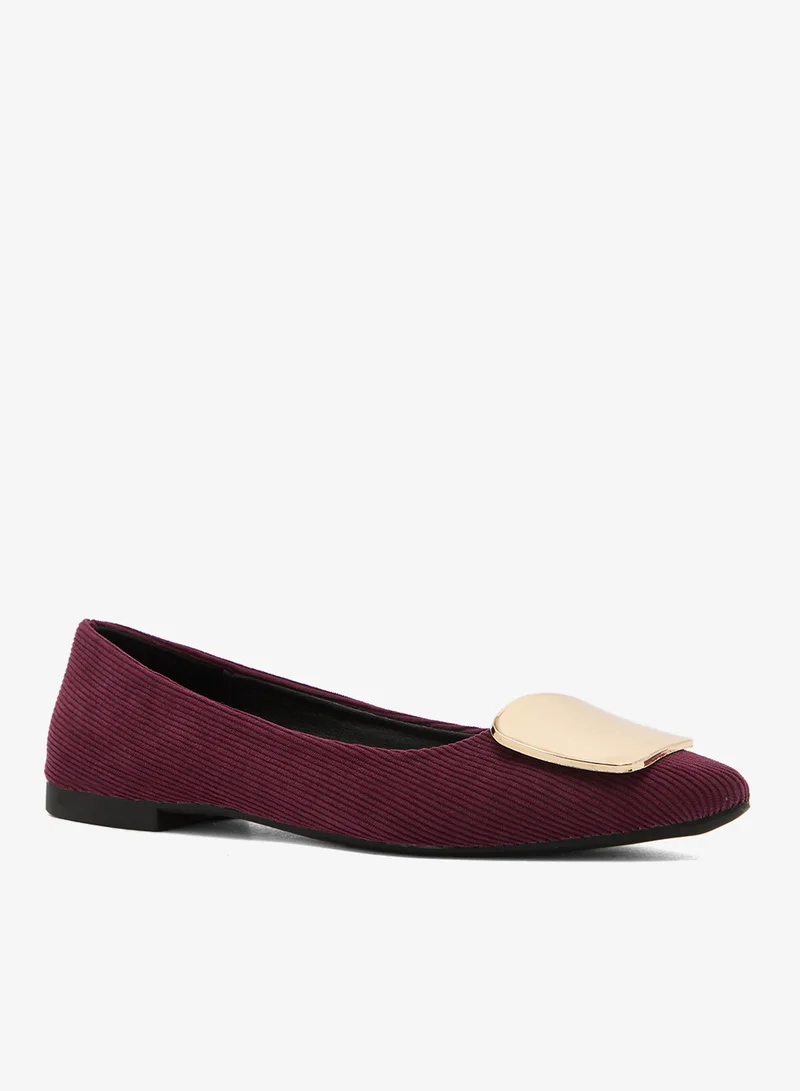 ELLA Gold Detail Suede Ballet Flats