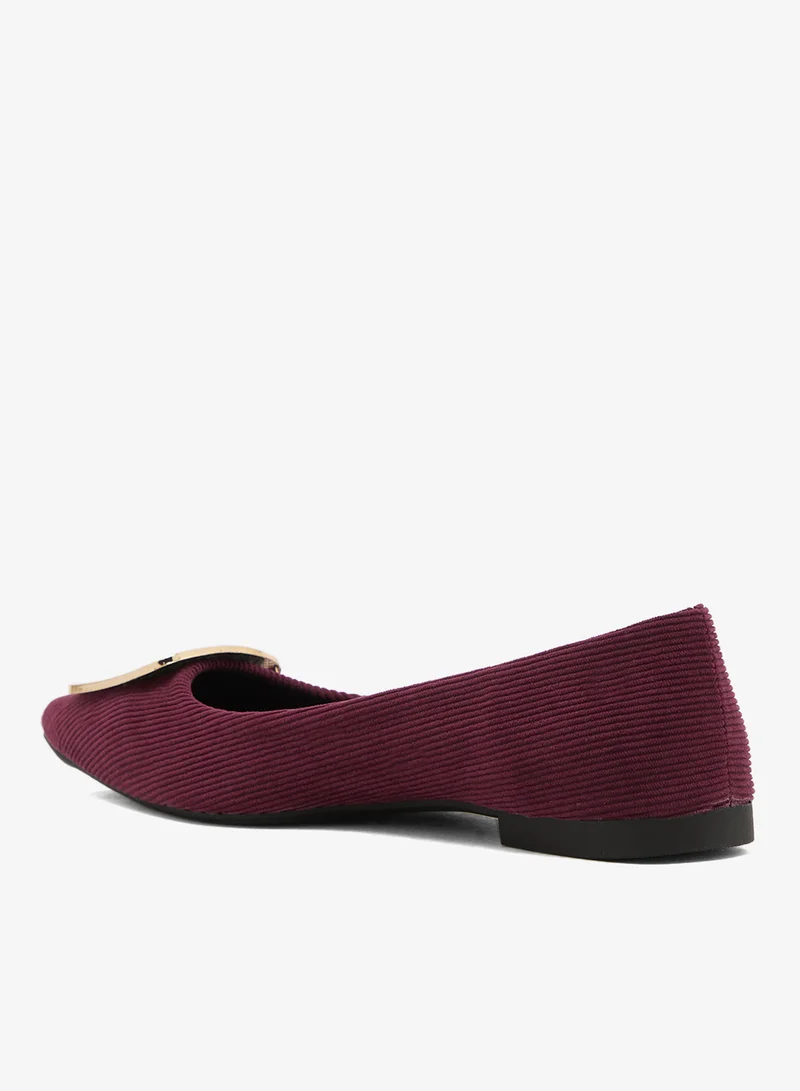 ELLA Burgundy Gold Detail Suede Ballet Flats for Women | Best Price UAE