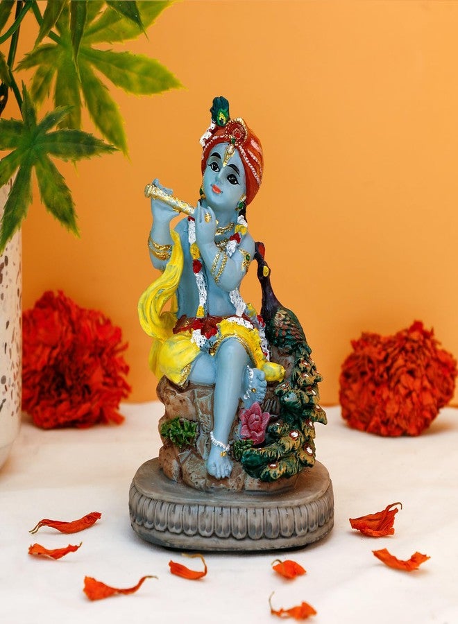 BangBangDa Indian Lord Krishna Idol Statue - 4.3" H Hindu God Krishna Diwali Gifts for India Friend Small Krishna Home Temple Mandir Pooja Murti Item Altar Meditation Yoga Room Spiritual Decor - Image 1