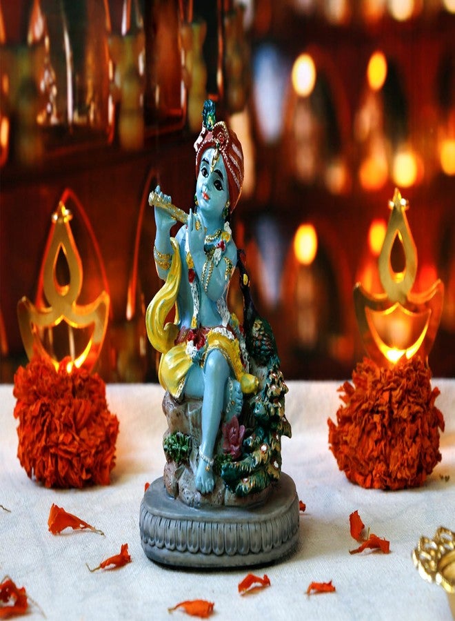 BangBangDa Indian Lord Krishna Idol Statue - 4.3" H Hindu God Krishna Diwali Gifts for India Friend Small Krishna Home Temple Mandir Pooja Murti Item Altar Meditation Yoga Room Spiritual Decor - Image 4