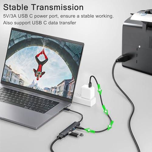 vienon 5-Port Powred USB 3.0 Hub, USB Extender Splitter with 5V USB-C Power/Data Port, Extender for A Port Laptop, PC, PS4/5, Xbox, Car and More - Image 4