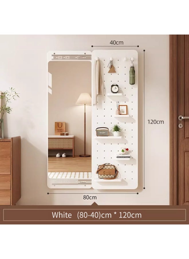 Wall Mounted Dressing Mirror, Sliding Storage Rack and Explosion-Proof Makeup Mirror, Concealed Full-Length Mirror With Solid Wood Storage Board and Hanging Rod, Suitable for Living Room Bedroom Office and Foyer Corridors - Image 4