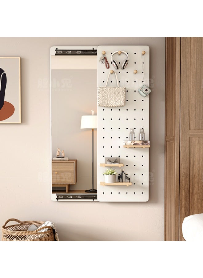 Wall Mounted Dressing Mirror, Sliding Storage Rack and Explosion-Proof Makeup Mirror, Concealed Full-Length Mirror With Solid Wood Storage Board and Hanging Rod, Suitable for Living Room Bedroom Office and Foyer Corridors - Image 5