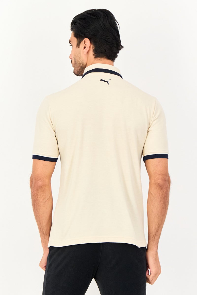 PUMA Men Sportswear Fit Short Sleeve Essential Pique Tipping Polo Shirt, Beige - Image 4