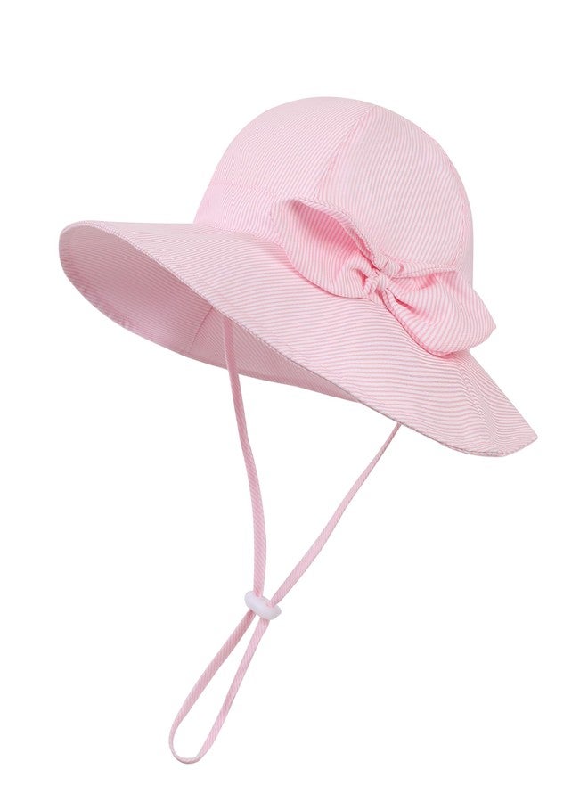 ENBAOHUI Baby Girl Sun Hat Toddler Summer Bucket Hats UPF 50+ Hat for Infant Girl Beach Hat with Wide Brim 0-4T Pink Bow 6-12 Months - Image 1