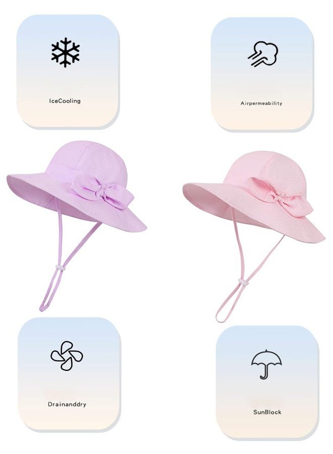 ENBAOHUI Baby Girl Sun Hat Toddler Summer Bucket Hats UPF 50+ Hat for Infant Girl Beach Hat with Wide Brim 0-4T Pink Bow 6-12 Months - Image 3