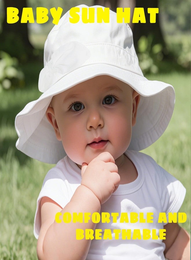 ENBAOHUI Baby Girl Sun Hat Toddler Summer Bucket Hats UPF 50+ Hat for Infant Girl Beach Hat with Wide Brim 0-4T Pink Bow 6-12 Months - Image 5
