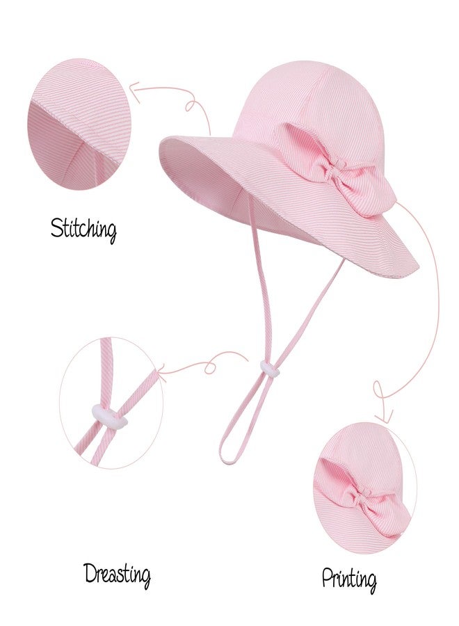 ENBAOHUI Baby Girl Sun Hat Toddler Summer Bucket Hats UPF 50+ Hat for Infant Girl Beach Hat with Wide Brim 0-4T Pink Bow 6-12 Months - Image 2