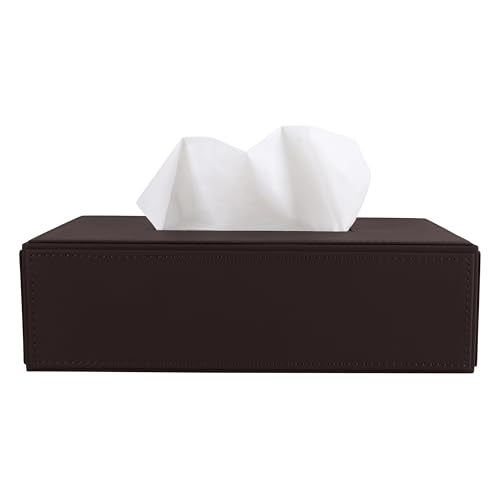 V-CUBE DESIGNS Premium Vegan Leather Tissue Box Holder | Paper Napkin Holder | Sturdy Tissue Case/Cover/Dispenser/Organizer for Home/Bathroom/Office/Table/Desk/Car | Brown - Image 2