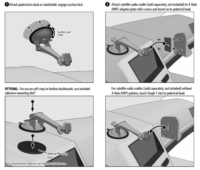 Arkon حامل سيارة لزج مثبت على الزجاج الأمامي من ARKON لراديوهات XM وSirius - Image 2