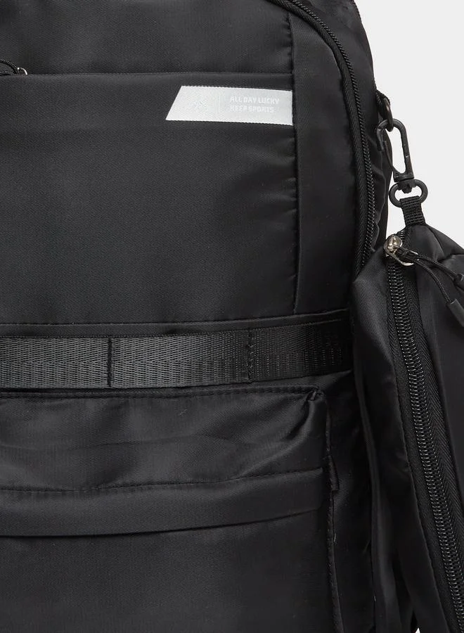 Styli  Women Black Zip Pocket Backpack with Pouch  | Best Price UAE